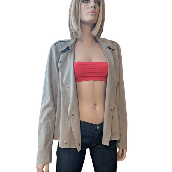 Kut from the Kloth Trech Swing Pea Jacket Coat Faux Vegan Suede Double Breasted - Picture 3 of 16